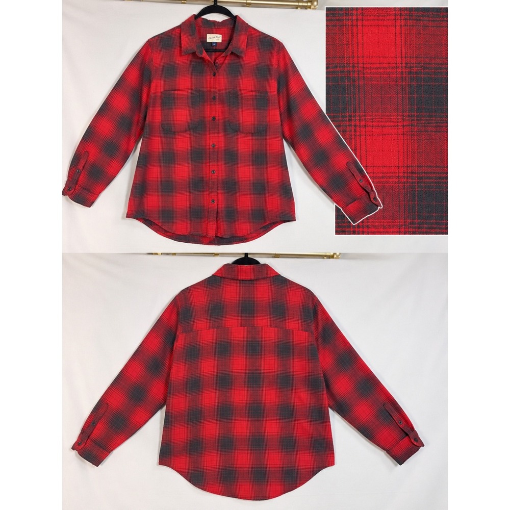 Universal Thread XL Red Black Plaid Flannel Button Down Shirt Cotton Long Sleeve